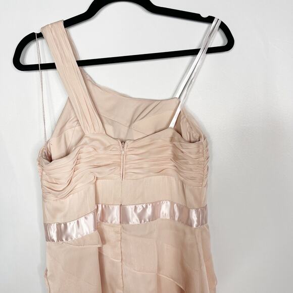 Adrianna Papell US Size 10 Light Pink One Shoulder Tiered Ruffle Cocktail Dress - Picture 6 of 12